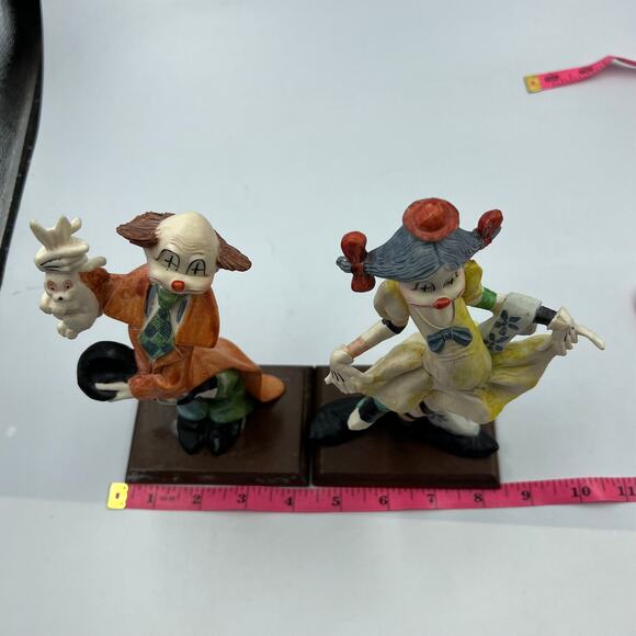 Vintage Fontanini Clown Sculpture Figures Girl Pigtails Hobo Bunny Hat DAMAGED - Picture 10 of 13